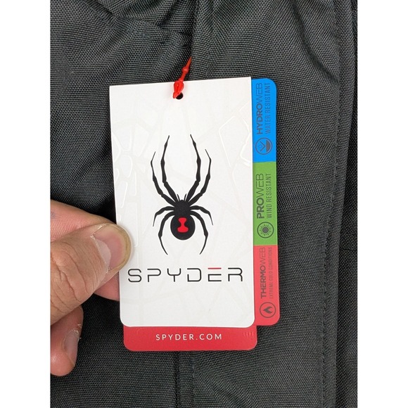 Spyder Jacket Mens Medium Black Hooded Insulated Parka Hydroweb Thermoweb - Picture 4 of 16